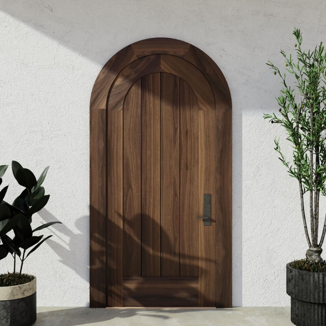 Classic Plank Round Top Door in Black Walnut