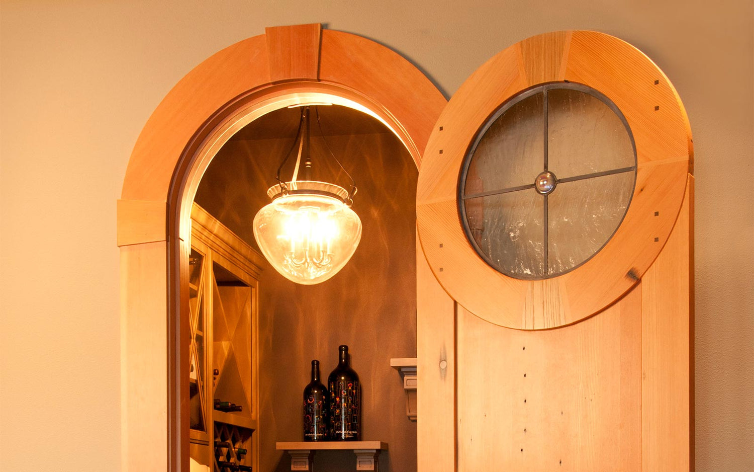 A Round Top Interior Door with Frosted Glass