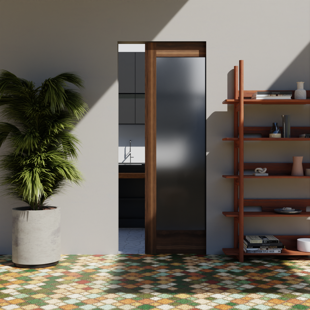 Modern Single Panel Glass Pocket Door